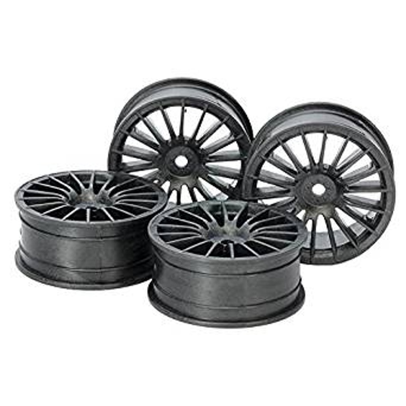 Tamiya 54738 RC 24mm Med Narrow 18Sp Wheels Black Offset 0 (Hard) 4 pcs.