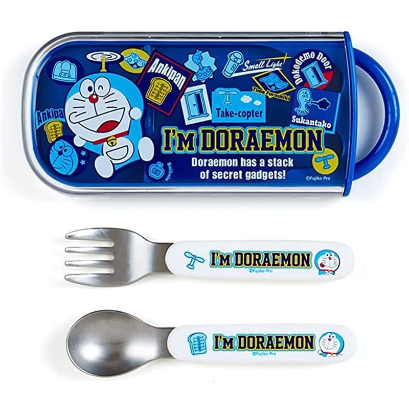 Lunch Combi Spoon & Fork Set Doraemon Secret Gadgets Logo
