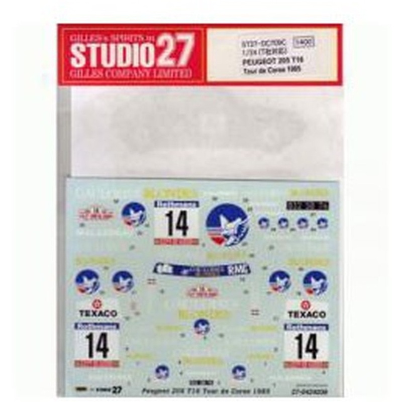 Studio27 ST27-DC709C Peugeot 205 T16 Tour de Corse ’85 Decals 1/24 (07098)