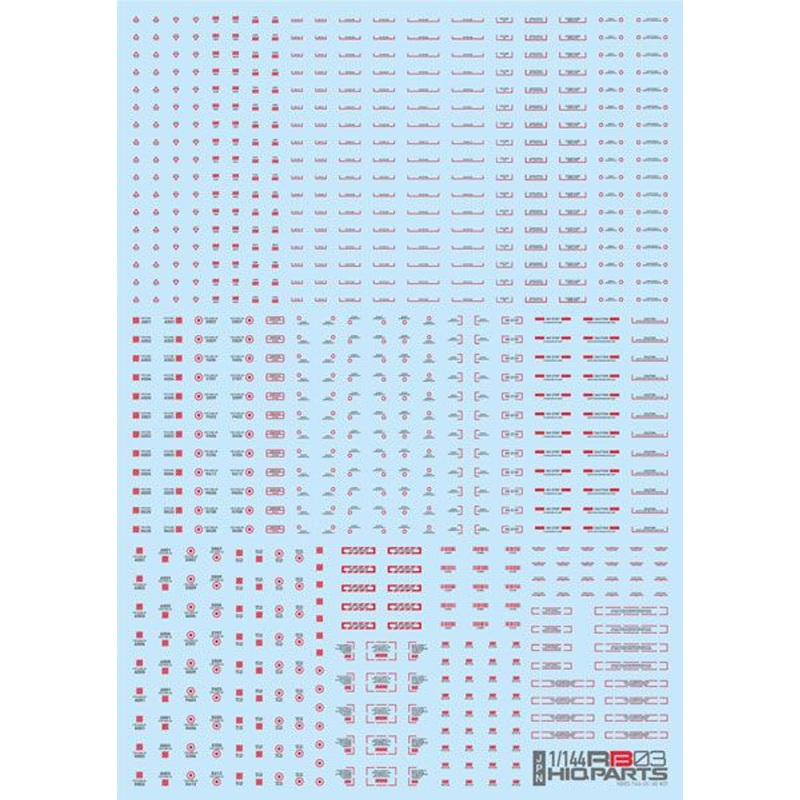 HiQparts 1/144 RB03 Caution Decals Red & Gray RB03-144RAG