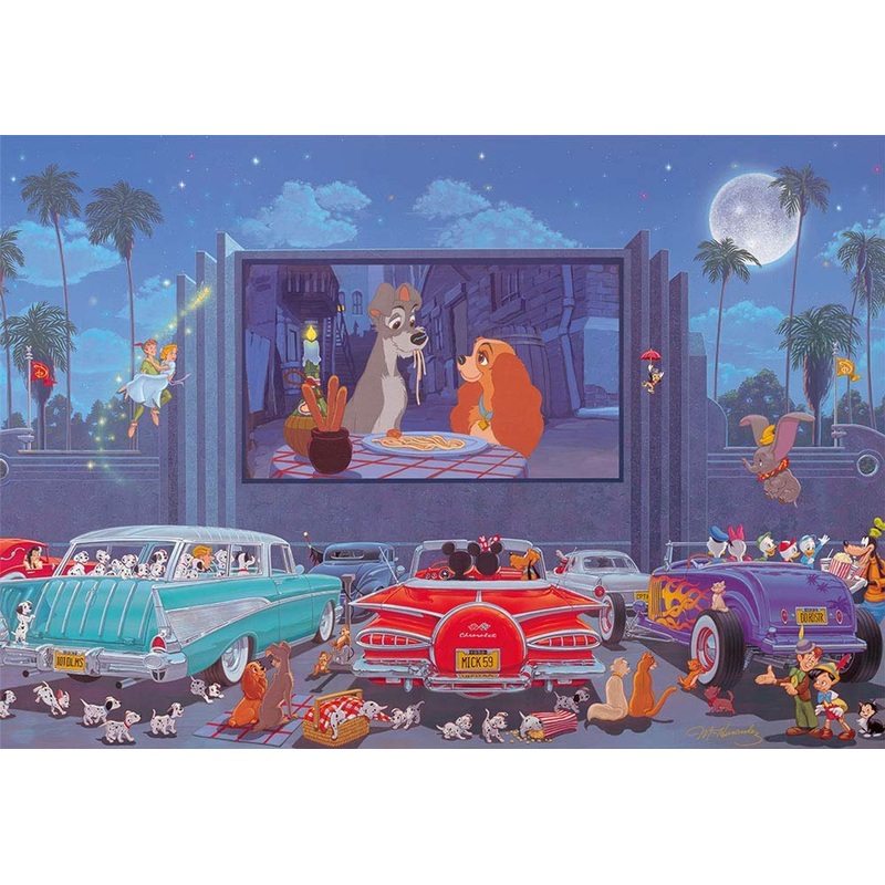 Tenyo Japan Jigsaw Puzzle D1000-058 Manuel Hernandez Disney Night at the Movie (1000 Pieces)