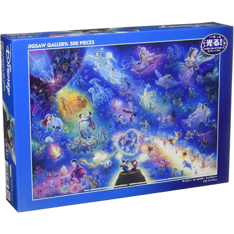 Tenyo Japan Jigsaw Puzzle D500-351 Glow in the Dark Disney All Star Symphony (500 Pieces)