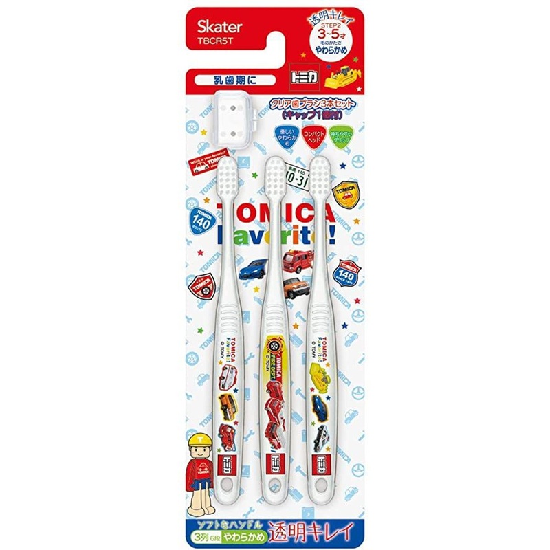 Skater Clear Soft Toothbrush Set (3 pcs) For Kindergarten Kids Tomica