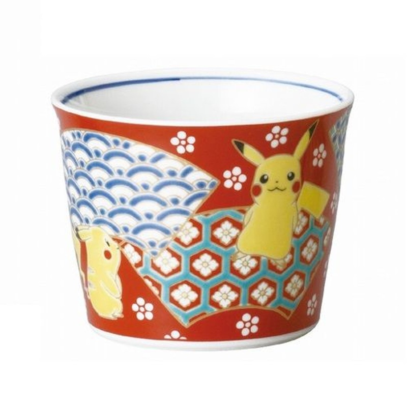 Pokemon Center Kutani Ware Soba Bowl Pikachu (Brocade Folding Fan Komon Pattern)