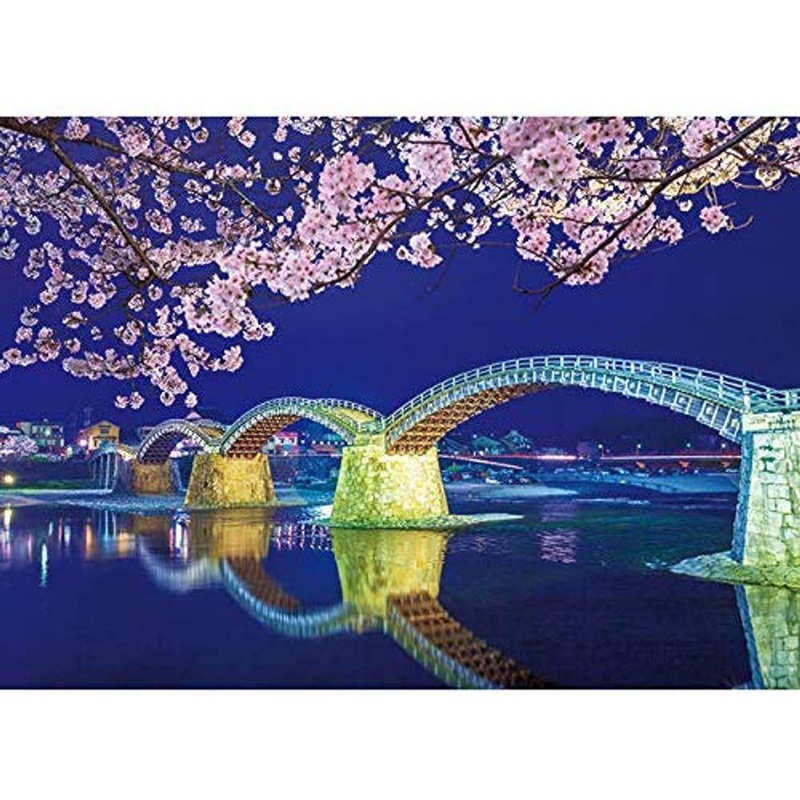 APPLEONE Jigsaw 500-268 Kintai Bridge Night Sakura (500 Pieces)
