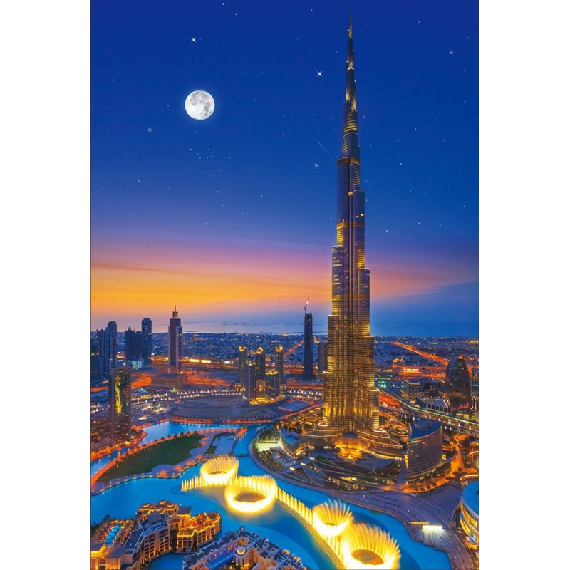 Beverly Jigsaw Puzzle 31-456 Glow in the Dark Burj Khalifa Night View (Dubai) (1000 Pieces)