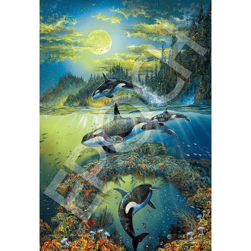 Epoch 28-337s Jigsaw Puzzle Marine Art Collection Orca Ocean Souls (300 Pieces) (Glow in the Dark)
