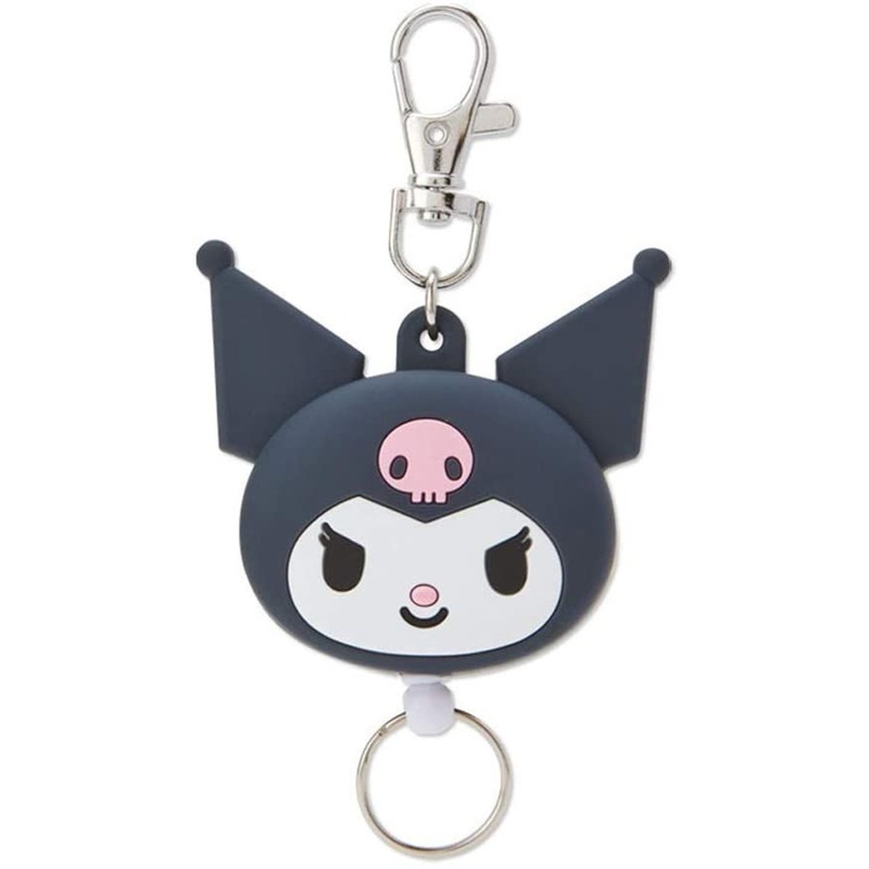 Sanrio Face Shaped Reel Keychain Kuromi