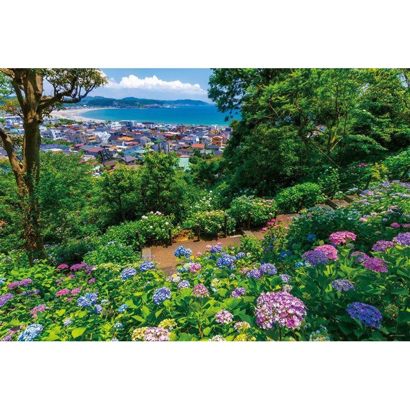 Yanoman 10-1465 Jigsaw Puzzle Kanagawa ‘Hydrangeas and Yuigahama’ (Scenes of Japan)  (1000 Pieces)