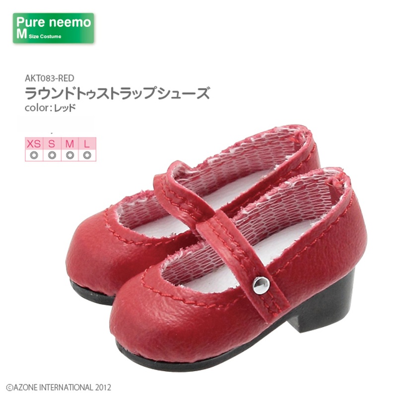 Azone AKT083-RED Pure Neemo XS-L 1/6 Round Toe Strap Shoes (Red)