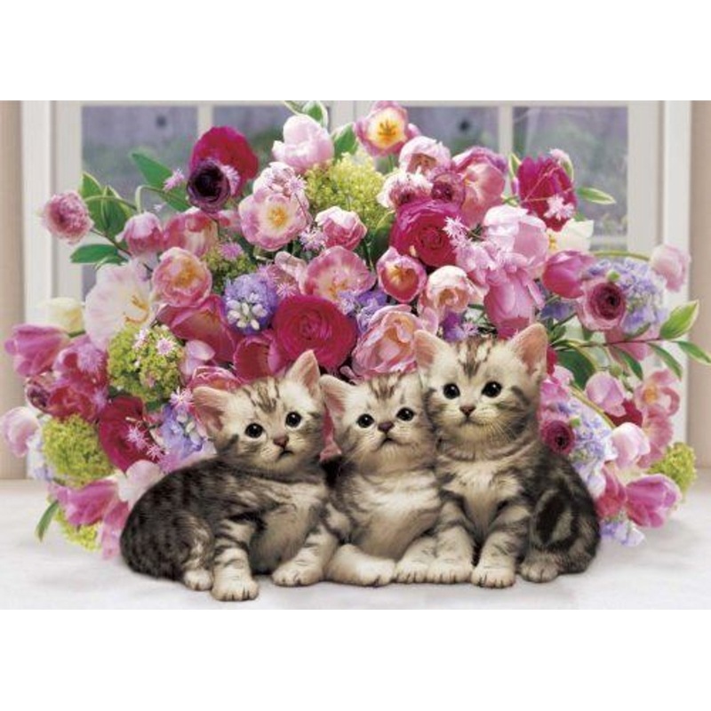 Epoch Jigsaw Puzzle 05-082 Floral Kitties (500 Pieces)