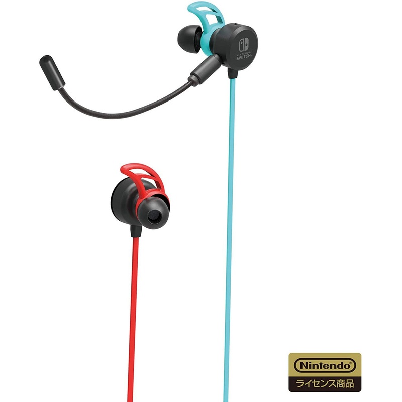 Hori Gaming Headset In-Ear for Nintendo Switch (Neon Blue x Neon Red)