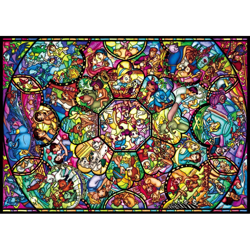Tenyo Japan Pure White Jigsaw Puzzle DPG266-563 Disney All Star Stained Glass (266 Pieces)