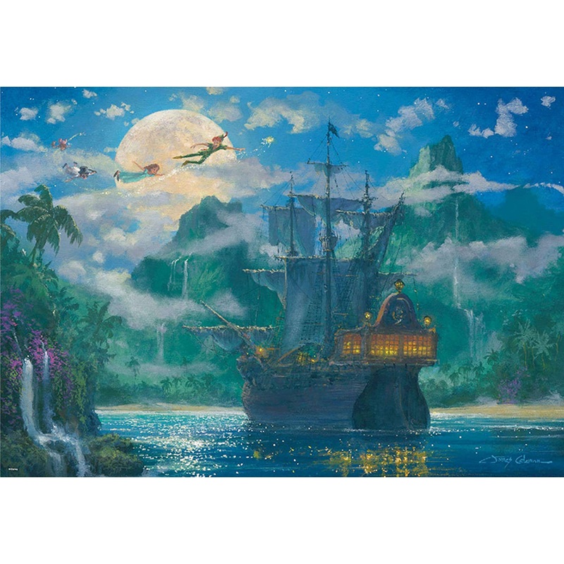 Tenyo Japan Jigsaw Puzzle D1000-416 Disney Peter Pan Moon Rise Over Pirates Cove (1000 Pieces)