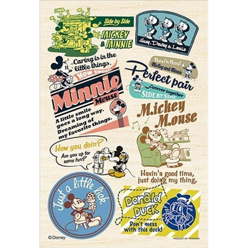 Yanoman 99-377 Jigsaw Puzzle Petit Light Badge Art Mickey & Friends (Wooden Puzzle) (99 Small Pieces)