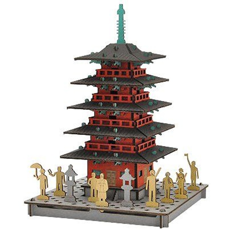 hacomo PUSUPUSU Paper Craft Five-Story Pagoda Red
