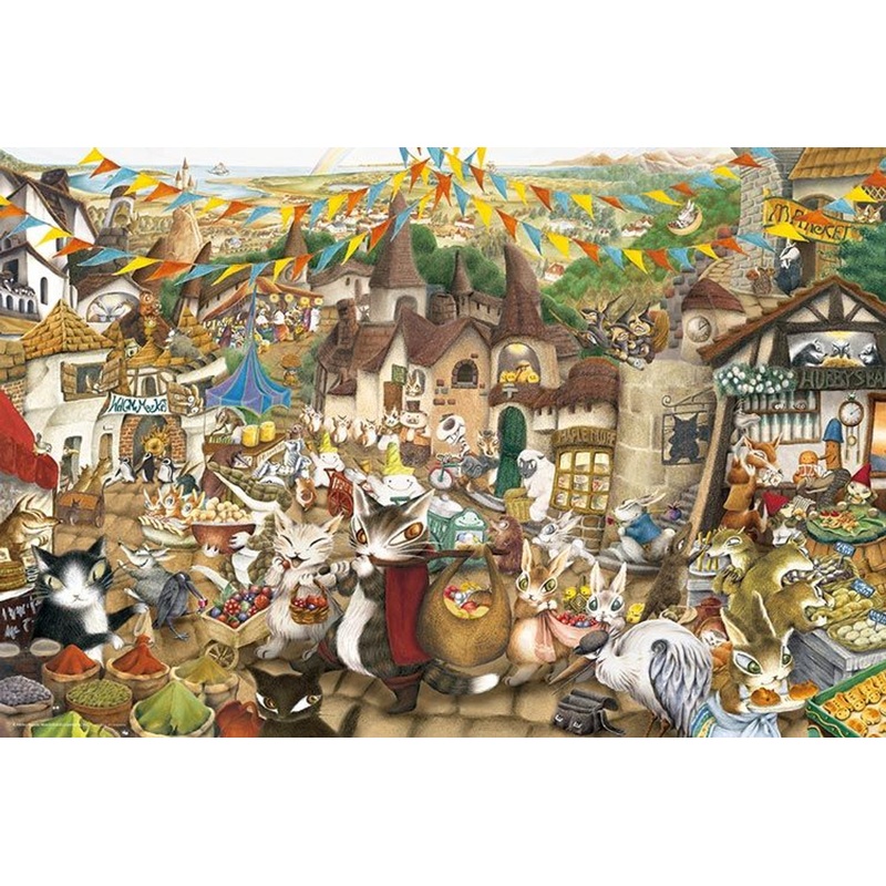 Yanoman 10-1399 Jigsaw Puzzle Wachifield Morning Market in Tachiel (1000 Pieces)