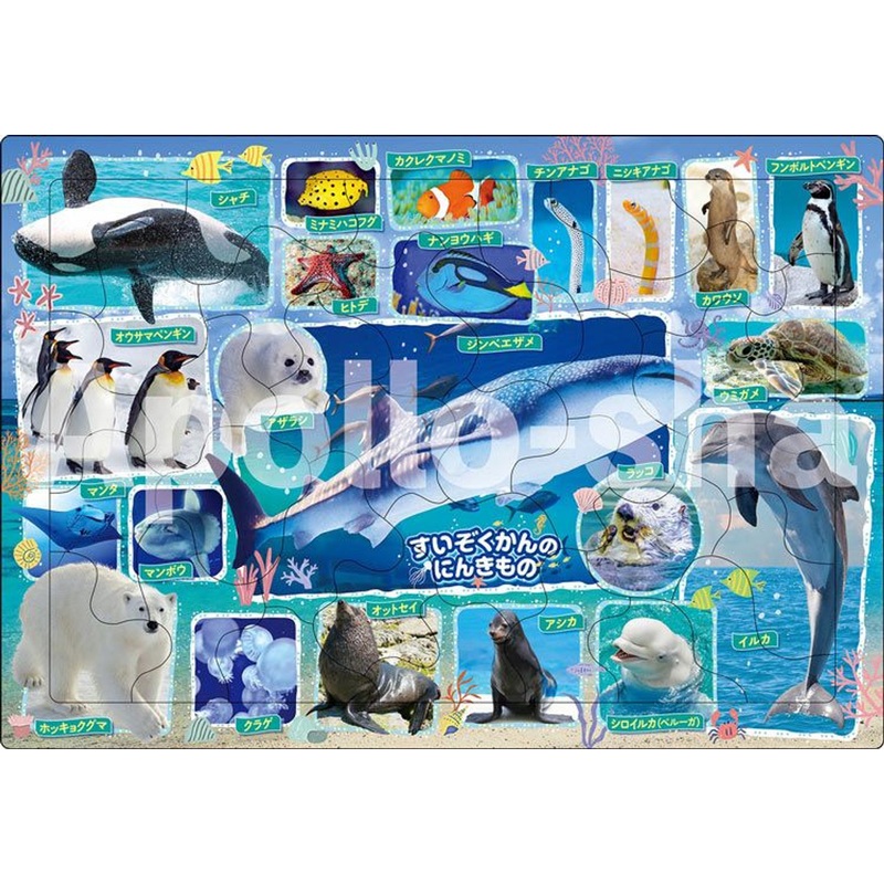 Apollo-sha 25-137 Jigsaw Puzzle Sea Animals at the Aquarium (35 Pieces) Child Puzzle