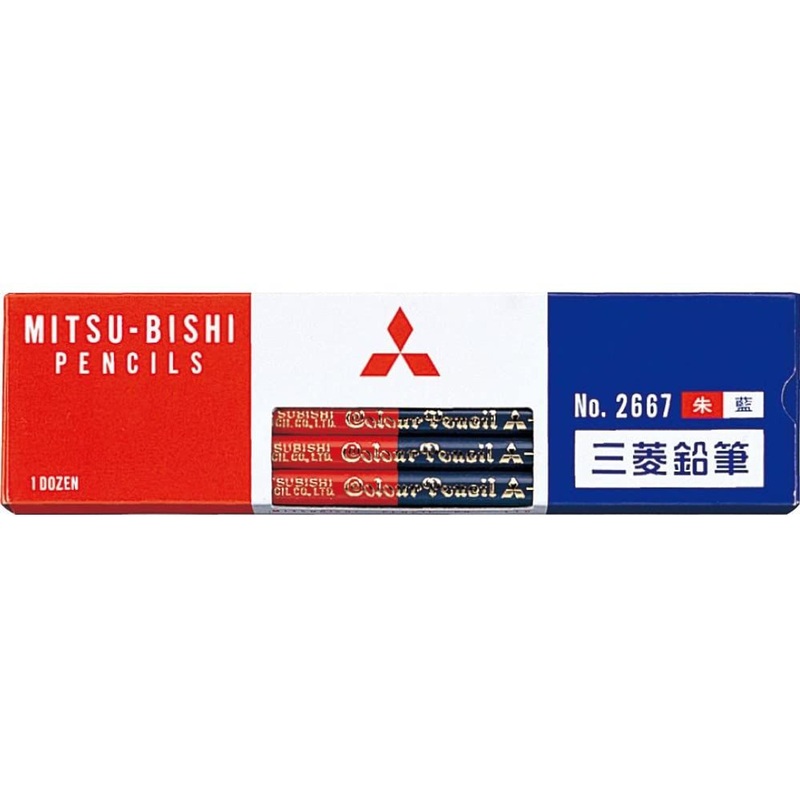 Mitsubishi Pencil Red and Blue (Vermilion and Indigo) Round Body Pencil 2667 (1 Dozen)