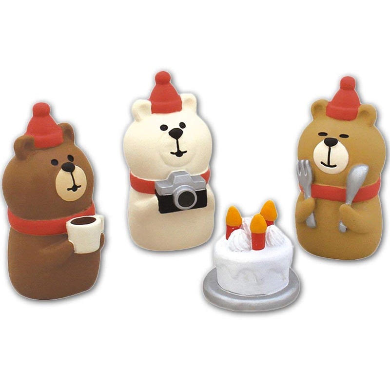 DECOLE Concombre 3 Little Bears & Christmas Cake 4 Set
