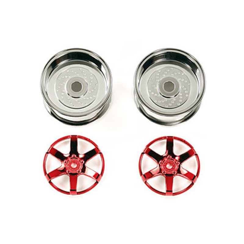 Tamiya 54553 (OP1553) 6spk2pc Wheels ( 26mm Width/ Offset +6/ Red Plated)