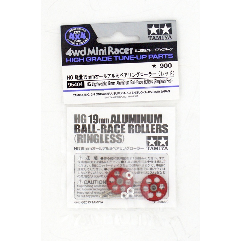 Tamiya Mini 4WD 95404 HG Lightweight Aluminum Ball-Race Rollers 19mm (Ringless/Red)