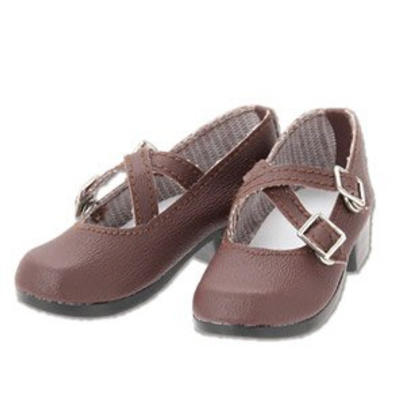 Azone FAR223-DBR for 50cm doll Cross Strap Shoes Dark Brown