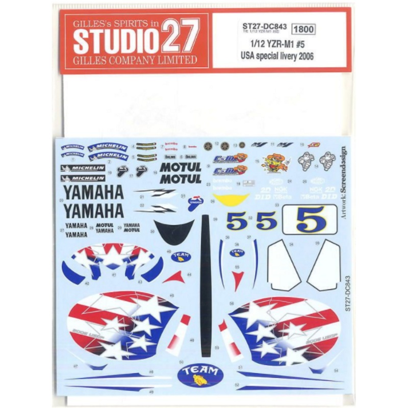 Studio27 1/12 Yamaha YZR M1 USA #5 2006 Decal
