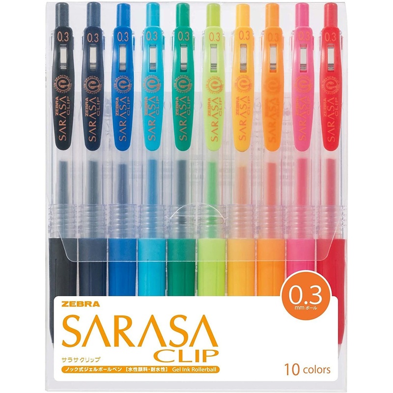 Zebra Sarasa Clip Ballpoint Pen 0.3mm 10 Color Set
