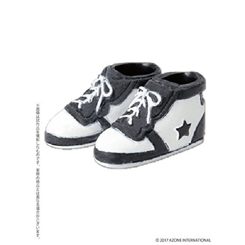 Azone PIC137-BKW 1/12 Soft Vinyl High-Cut Sneaker Black x White