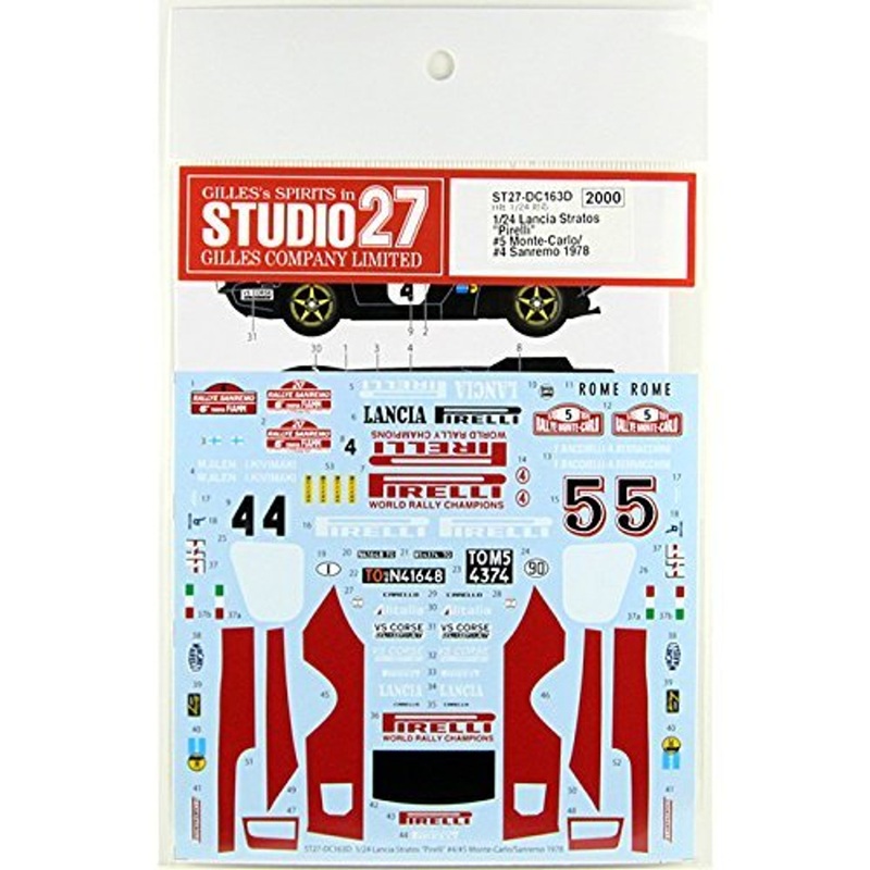 Studio27 ST27-DC163D Lancia Stratos `Pirelli` #5 Monte-Carlo/#4 Sanremo 1978 Decal for Hasegawa 1/24