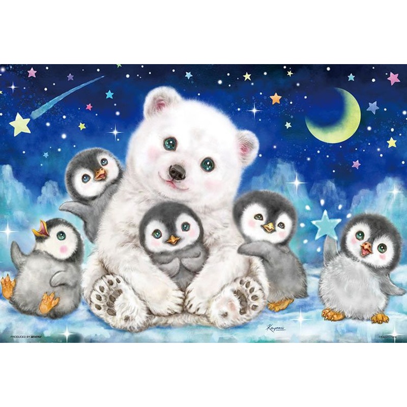 Beverly P33-192 Jigsaw Puzzle Kayomi Harai Polar Bear Snuggling Baby Penguins (300 Pieces)