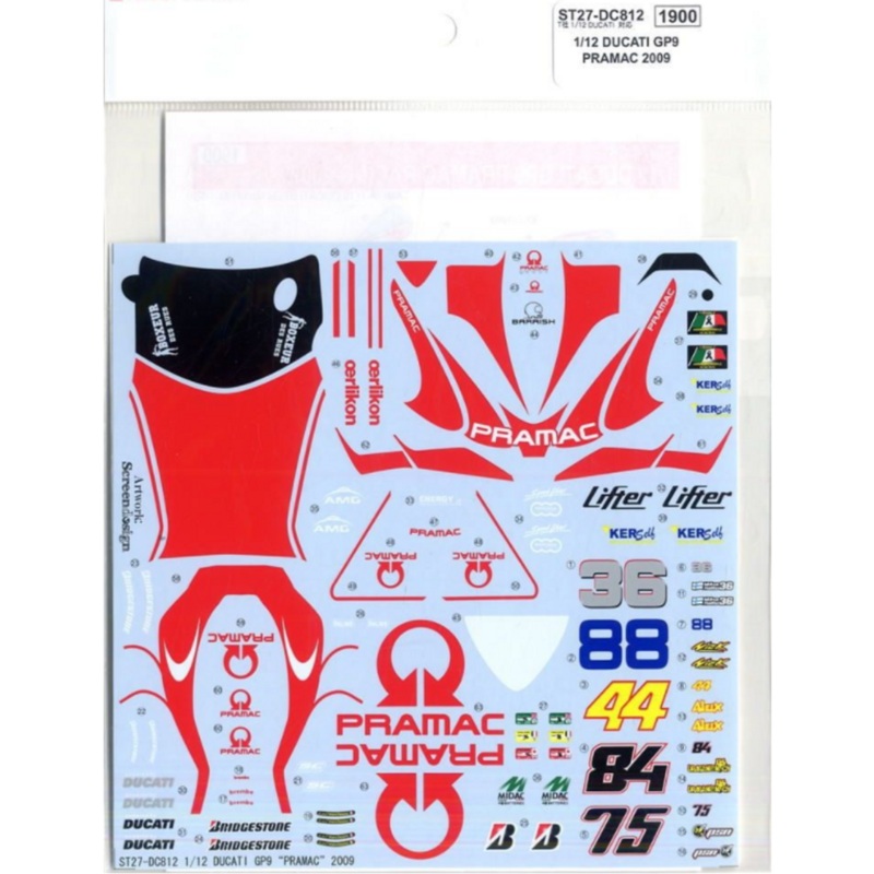 Studio27 1/12 Ducati Moto GP 2009 GP9 Pramac Racing Decal