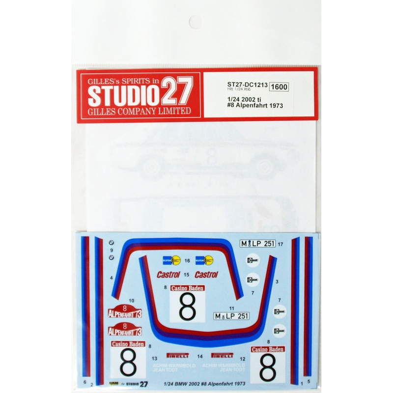 Studio27 ST27-DC1213 2002 ti #8 Alpenfahrt 1973 Decal for Hasegawa 1/24