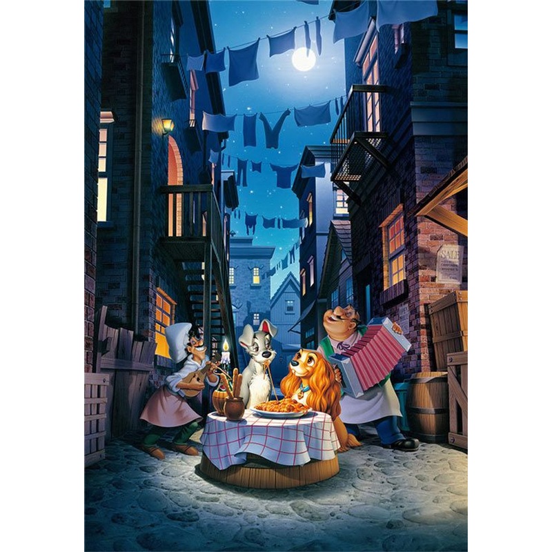 Tenyo D1000-063 Jigsaw Puzzle Disney Lady and the Tramp Moonlight dinner (1000 Pieces) (Glow in the Dark)