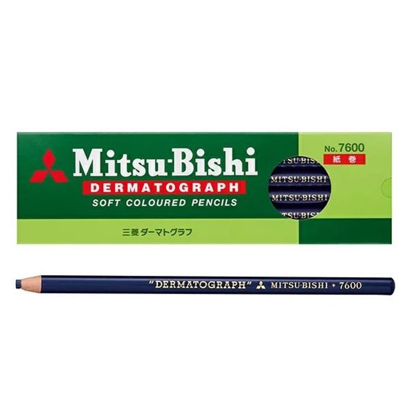 Mitsubishi Pencil Dermatograph Soft Colored Pencil 7600 Blue(Indigo) (1 Dozen)