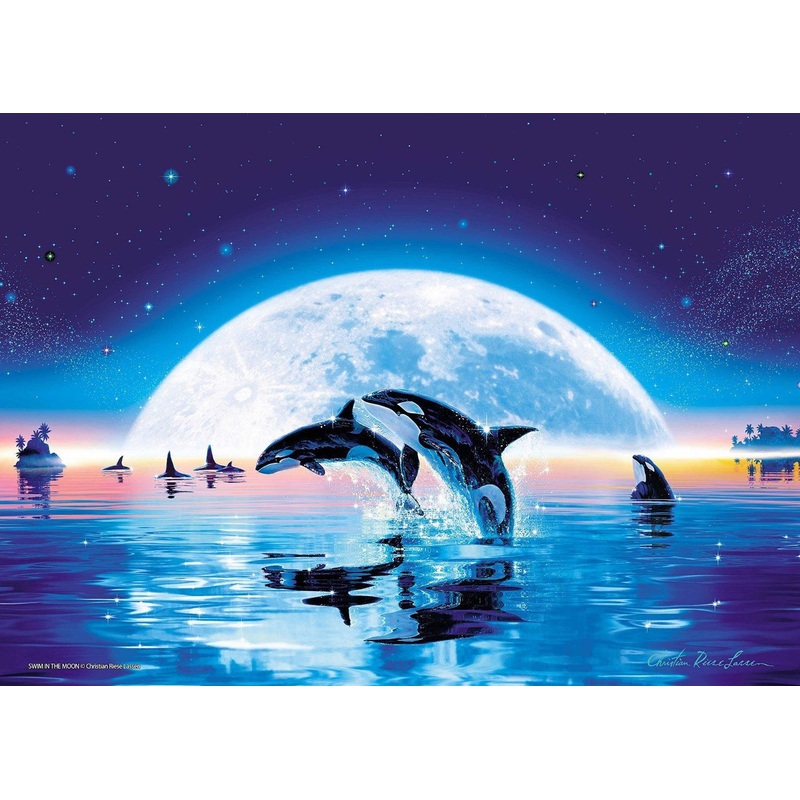 Epoch Jigsaw Puzzle 07-701 Lassen Swim in the Moon Dolphins (500 Pieces)