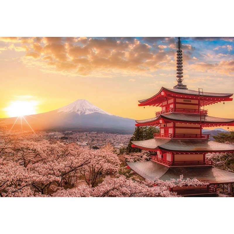 Yanoman 13-05 Jigsaw Puzzle Mt. Fuji Overlooking Cherry Blossoms in Yamanashi Japan (1000 S-Pieces)