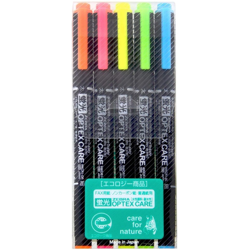 Zebra Optex Care Highlighter Pen 5 Color Set
