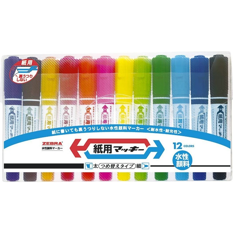 Zebra Mckee For Paper Water-based Marker 12 Color Set