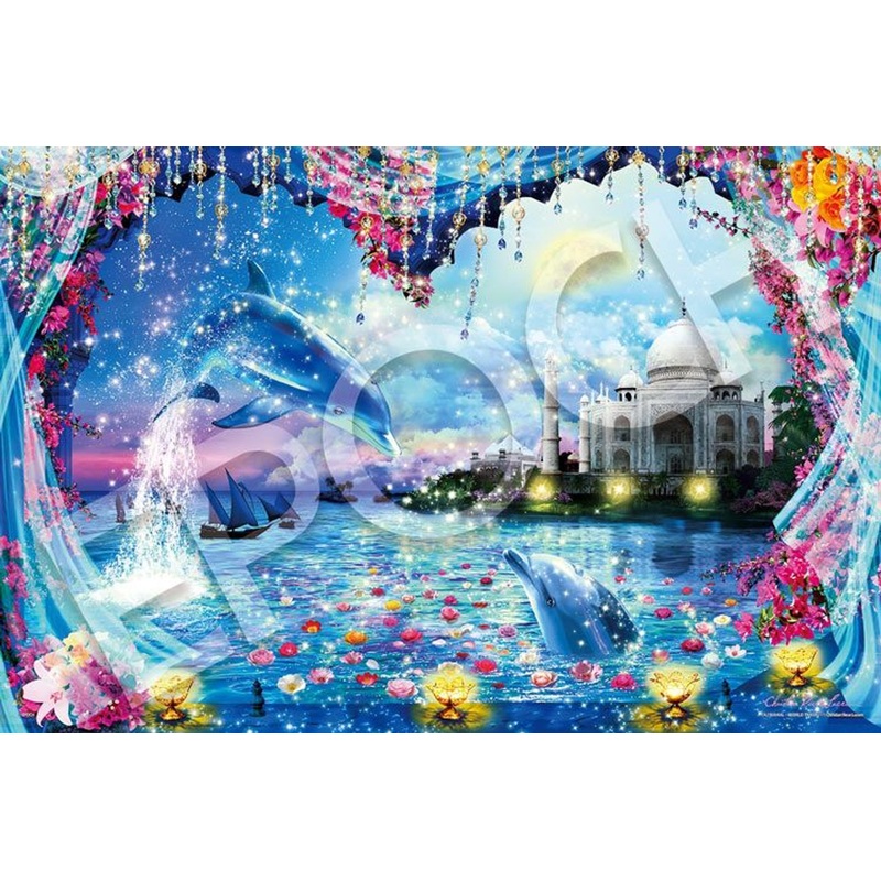 Epoch 23-721s Jigsaw Puzzle Lassen Dolphins in Taj Mahal World Travel (Glow in the Dark) (2016 S-Pieces)