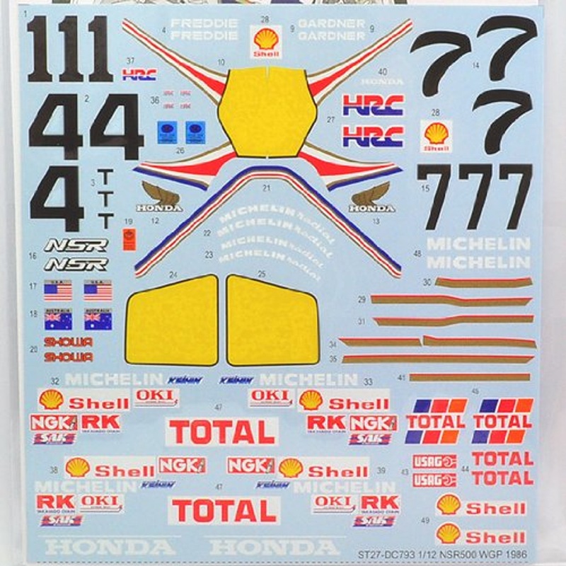 Studio27 ST27-DC793 NSR500 Honda NSR500 WGP 1986 Decal for Tamiya 1/12