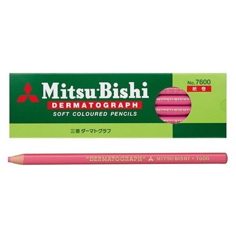Mitsubishi Pencil Dermatograph Soft Colored Pencil 7600 Pink (1 Dozen)