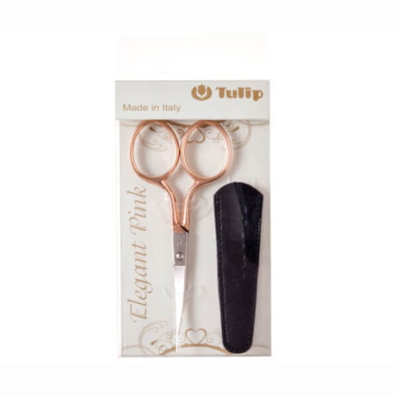 Tulip TIC-001 Italian High Quality Scissors Elegant Pink Gold with Curved Blades